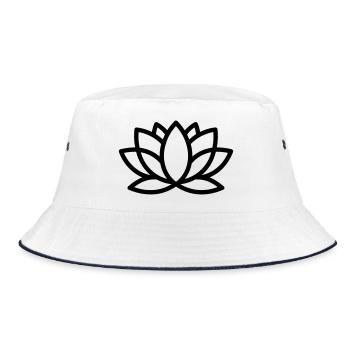 Lotusblüte - Bucket Hat - Weiß/Navy - Vorne