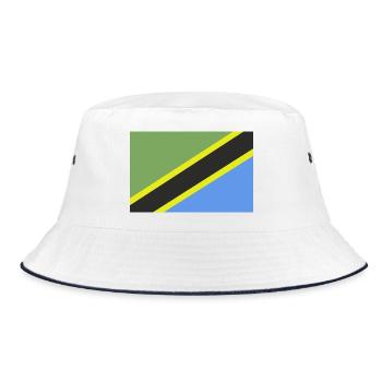 Tansania-Flagge - Bucket Hat - Weiß/Navy - Vorne