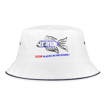 Fisch und Plastik - Bucket Hat - Weiß/Navy - Vorne
