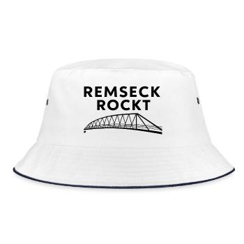 Logo REMSECK ROCKT avec chevalet noir - Bob - blanc/marine - Devant