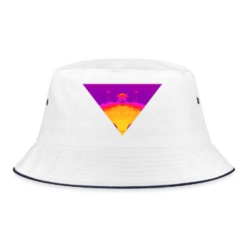 Neon Vortex, Cyber Sunset - Bucket Hat - Weiß/Navy - Vorne