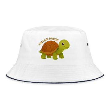 Too Cool To Rush Turtle - Bucket Hat - white/navy - Front