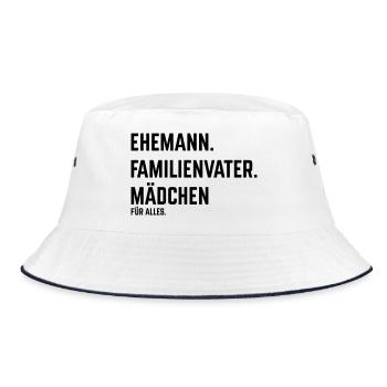Husband Family Man Girl for Everything (Black) - Bucket Hat - white/navy - Front