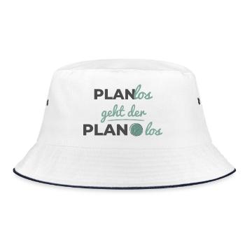 Planlos geht der Plan los – Scandi Soft Typografie - Bucket Hat - Weiß/Navy - Vorne