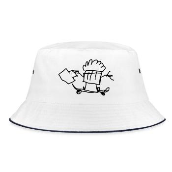 Skating Muffin with Suitcase - Bucket Hat - white/navy - Front