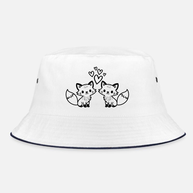Fuchs Paar Herzen Liebe Bucket Hat