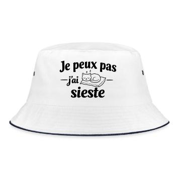 Ich kann nicht, ich habe ein Nickerchen gemacht – Humor, entspannen, entspannen, entspannen - Bucket Hat - Weiß/Navy - Vorne