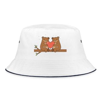 Bären Liebe – Süßes Kawaii Paar Design - Bucket Hat - Weiß/Navy - Vorne