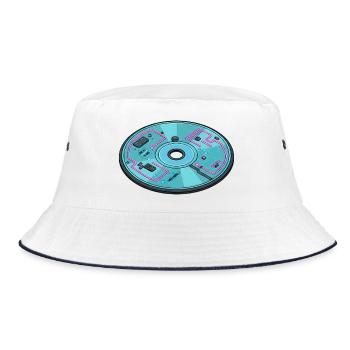 Digitale Zukunft Computer 90er Retro Design - Bucket Hat - Weiß/Navy - Vorne