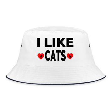 Katzen - Bucket Hat - Weiß/Navy - Vorne