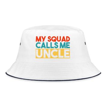 Mein Team nennt mich Onkel Spaßige bunte Typografie - Bucket Hat - Weiß/Navy - Vorne