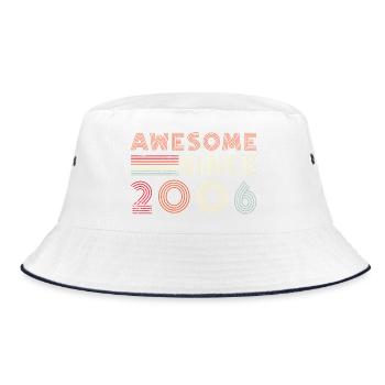 Retro Jubiläum 2006 Liniendesign - Bucket Hat - Weiß/Navy - Vorne