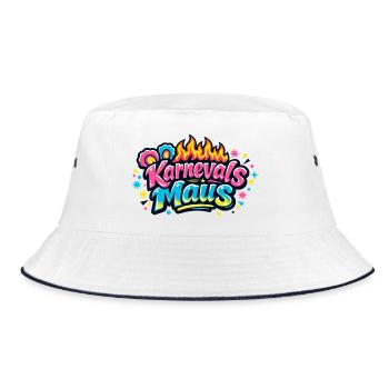 Karnevalsmaus Jeck - Kölle Alaaf Motiv - Bucket Hat - Weiß/Navy - Vorne