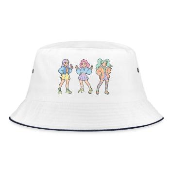 Kpop Korean Music Cute Korea Girl Kpop Fans Finger - Bucket Hat - white/navy - Front