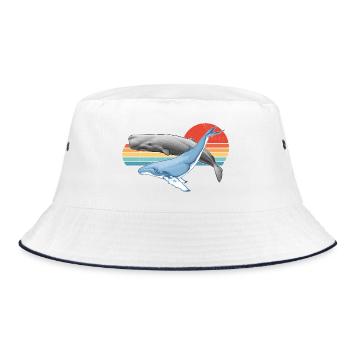 Pottwal und Buckelwal - Bucket Hat - Weiß/Navy - Vorne