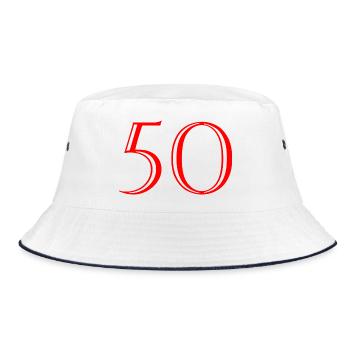 50. 50 YEARS. 50th ANNIVERSARY. 50 YEARS ANNIVERSARY. - Bucket Hat - white/navy - Front