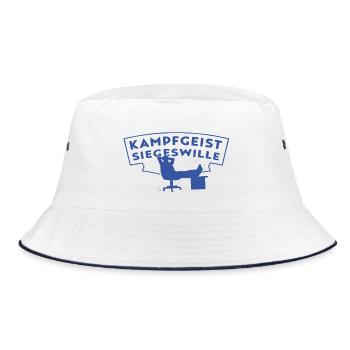 Kampfgeist Siegeswille - Chef im Hocker - Bucket Hat - Weiß/Navy - Vorne