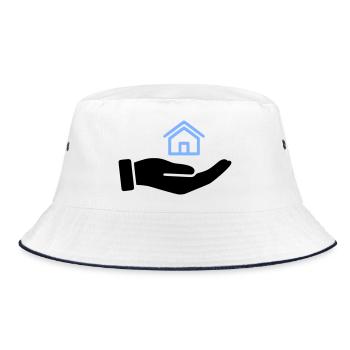 Hand holding house property - Bucket Hat - white/navy - Front