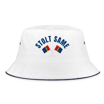 Proud Sámi – Crossed Flags - Bucket Hat - white/navy - Front