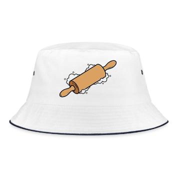 Rolling Pin Rolling Dough Roll Baking - Bucket Hat - white/navy - Front