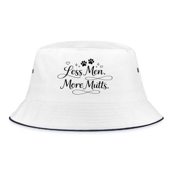 Less men. More mutts. - Bucket Hat - white/navy - Front