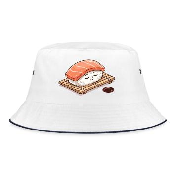 Kawaii Nigiri Sushi on Bamboo Mat - Bucket Hat - white/navy - Front
