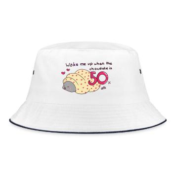 Wake me up when the chocolate is 50% off - Bucket Hat - white/navy - Front