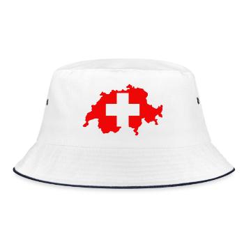Swiss map with flag - Bucket Hat - white/navy - Front