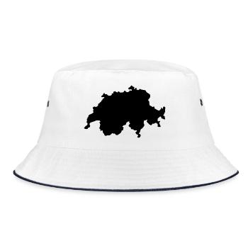 Schweizer Karte - Bucket Hat - Weiß/Navy - Vorne
