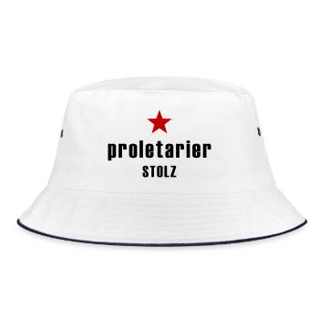 Proletarian pride with a red star - Bucket Hat - white/navy - Front