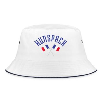 Gewölbtes HUNSPACH mit gekreuzten französischen Flaggen - Bucket Hat - Weiß/Navy - Vorne