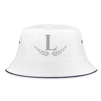 L - Bucket Hat - white/navy - Front