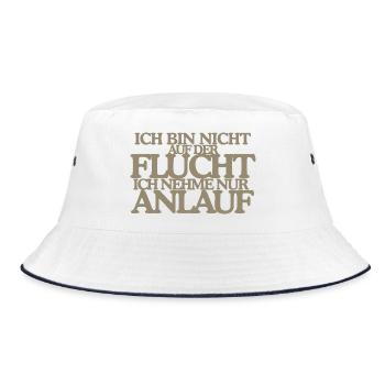 Keine Flucht Nur Anlauf Lustiges Retro Design - Bucket Hat - Weiß/Navy - Vorne