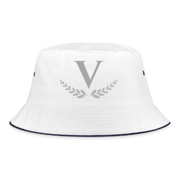 V - Bucket Hat - white/navy - Front