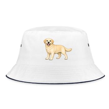 Biscuit Labrador - Bucket Hat - white/navy - Front