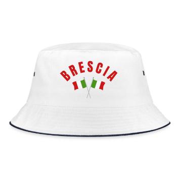 Brescia Crossed Flags  - Bucket Hat - white/navy - Front