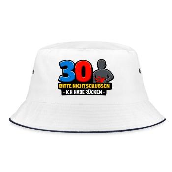 Bitte nicht schubsen - Ich habe Rücken - Bucket Hat - Weiß/Navy - Vorne