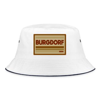 Burgdorf Bern Retro Schild - Bucket Hat - Weiß/Navy - Vorne