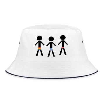 Beach Ready - Drei gut angezogene Männer - Bucket Hat - Weiß/Navy - Vorne