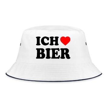 Ich liebe bier - Bucket Hat - Weiß/Navy - Vorne