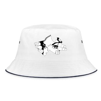 Peeking Eyes Creepy Alternative Grunge - Bucket Hat - white/navy - Front