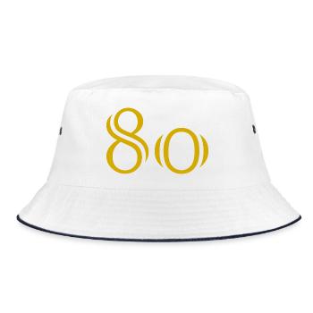 80. 80 YEARS. 80th ANNIVERSARY. 80 YEARS ANNIVERSARY. - Bucket Hat - white/navy - Front