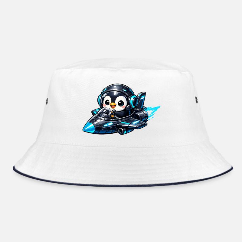 Neon-Pinguin Pilot im Raketenjet Bucket Hat