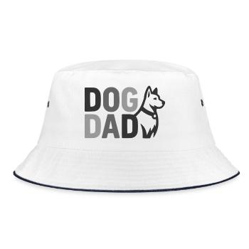 Dog Dad Silhouette – Hundepapa Grafik - Bucket Hat - Weiß/Navy - Vorne