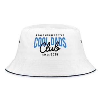 Cool Dads Club Member since 2026 Papa Geschenk - Bucket Hat - Weiß/Navy - Vorne
