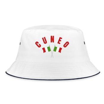 Cuneo-kreuzte italienische Flaggen - Bucket Hat - Weiß/Navy - Vorne