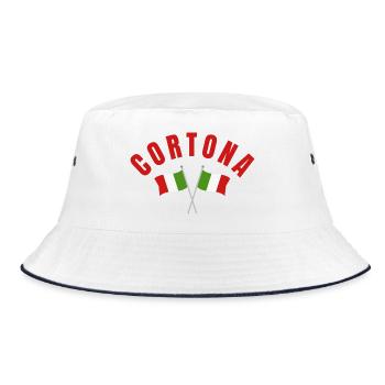 Cortona Twin Italian Flags Emblem - Bucket Hat - white/navy - Front