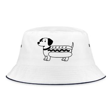 Hot Dog - Bucket Hat - Weiß/Navy - Vorne
