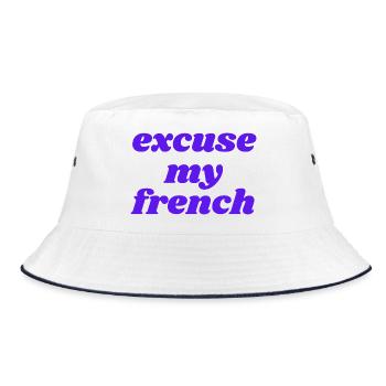 excuse my french - Bucket Hat - Weiß/Navy - Vorne