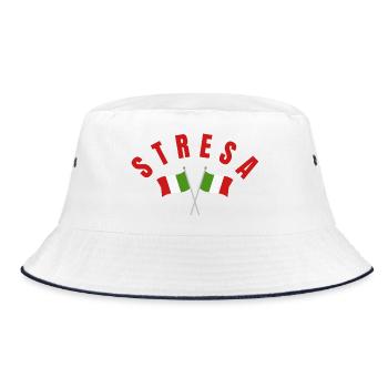 Stresa with Crossed Italian Flags  - Bucket Hat - white/navy - Front